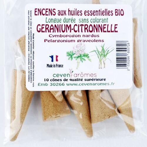 Cônes Encens Géranium Citron x10 Ceven Aromes