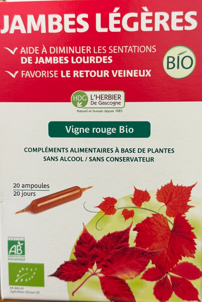 Jambes Légères Vigne Rouge - 20 Ampoules HDG