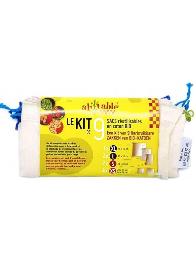 Kit 9 Sacs Réutilisables Bio