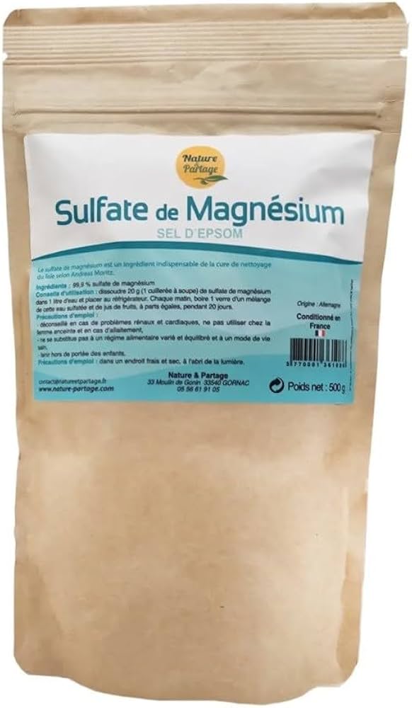 Sulfate de Magnésium – Sel d'Epsom 1kg Nature et partage