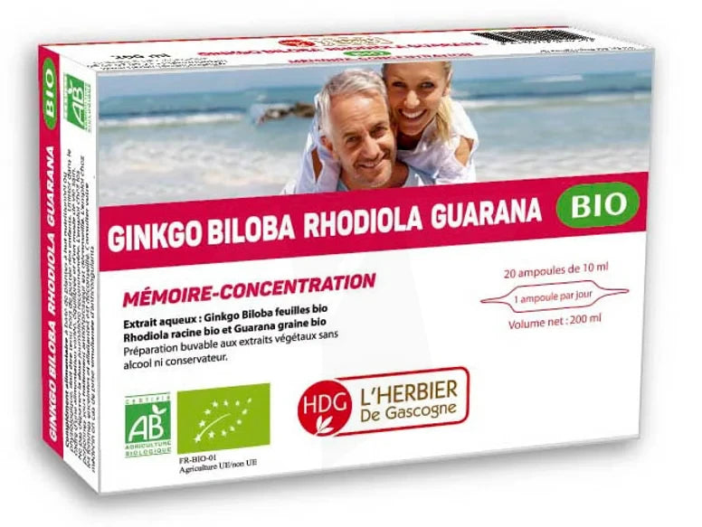 Ginkgo Biloba Mémoire et concentration 20 Ampoules HDG