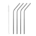 4 Pailles Inox Courbées + Goupillon