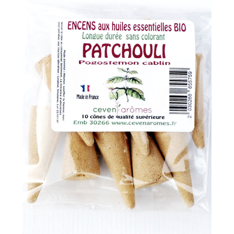 Cônes Encens Patchouli – Sachet de 10 Ceven Aromes